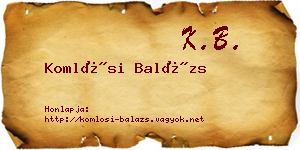 Komlósi Balázs névjegykártya